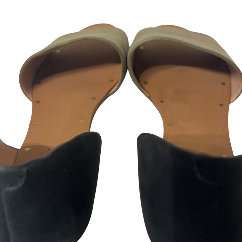 Madewell Thea Olive Green & Navy Flat Leather Sandals Size 7 - Picture 6 of 10
